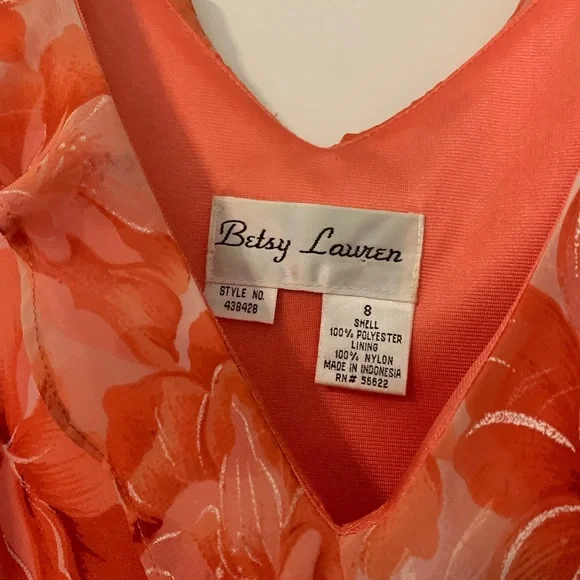 Womens Size 8 Coral Betsy Lauren Maxi Dress - Picture 3 of 4